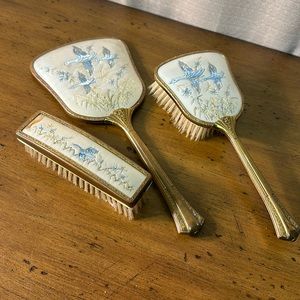 Vintage Mirror and Brush Dresser Set